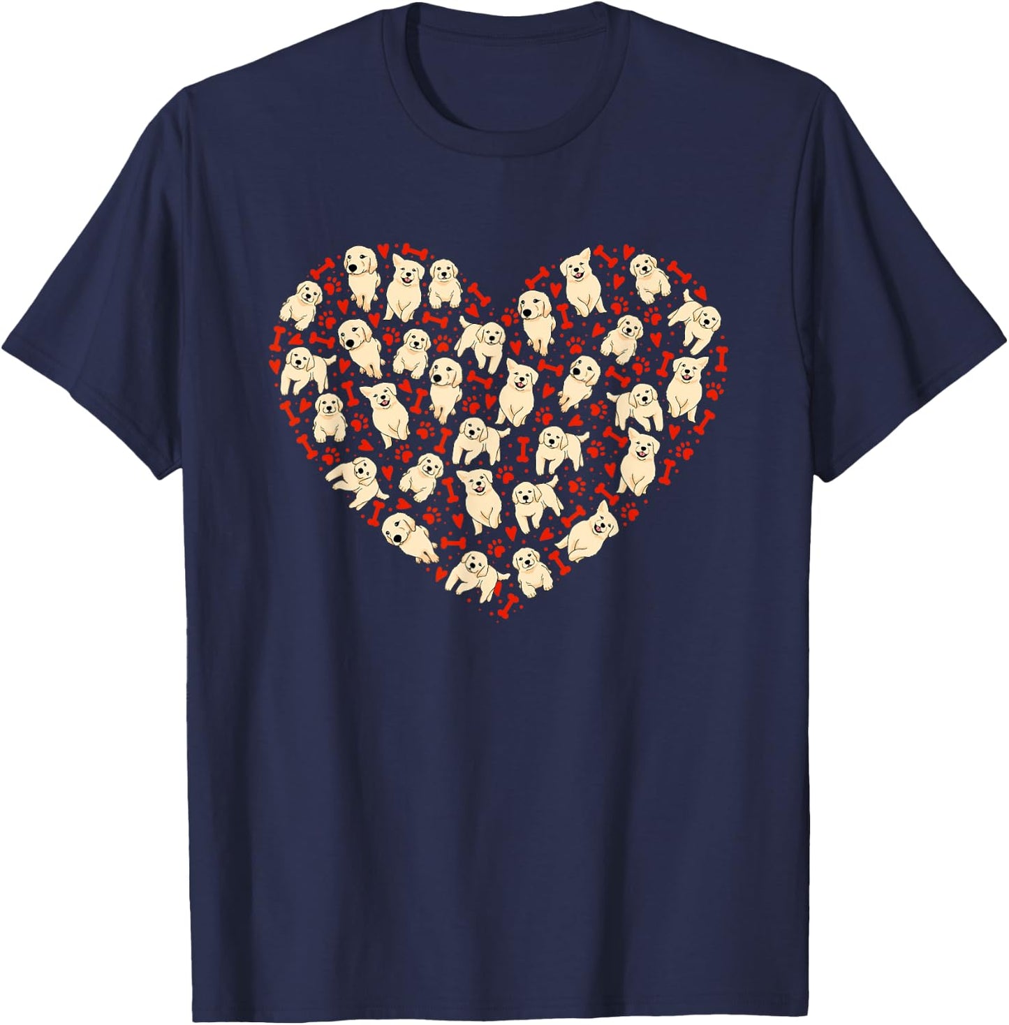 Golden Retriever Valentine Hearts Dog Lovers Valentines Day Men Women T-Shirt - T-Shirt | Navy