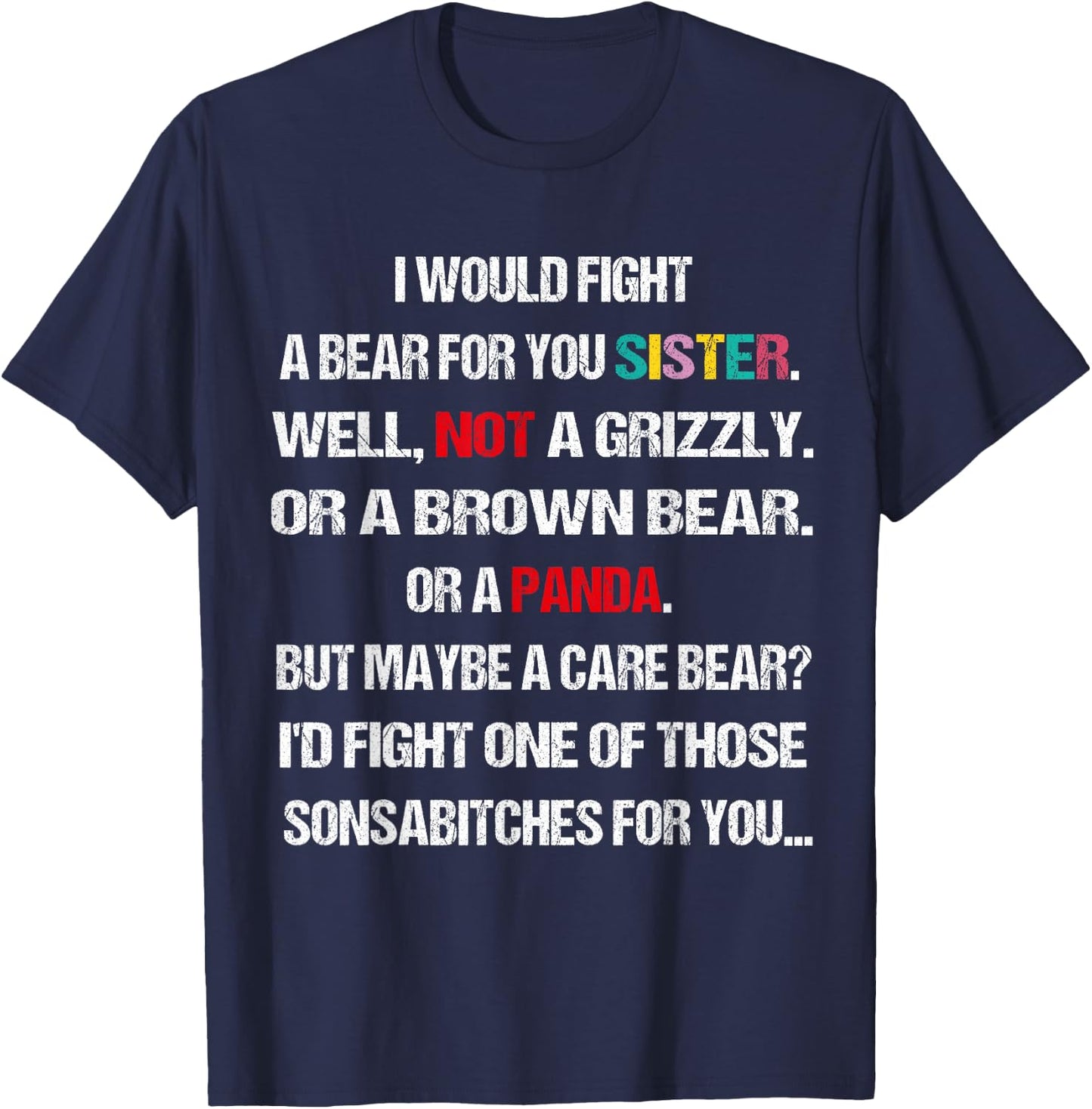 I Would Fight A Bear For You Sisters candle card cup T-Shirt - T-Shirt | Navy