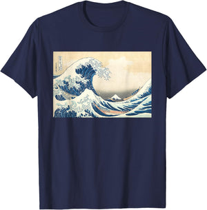 Great Wave Off Kanagawa Katsushika Hokusai Surfing Ocean T-Shirt - T-Shirt | Navy