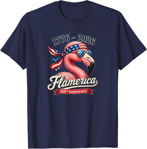 Patriotic Flamingo 1776 2026 Flamerica Design T-Shirt - T-Shirt | Navy