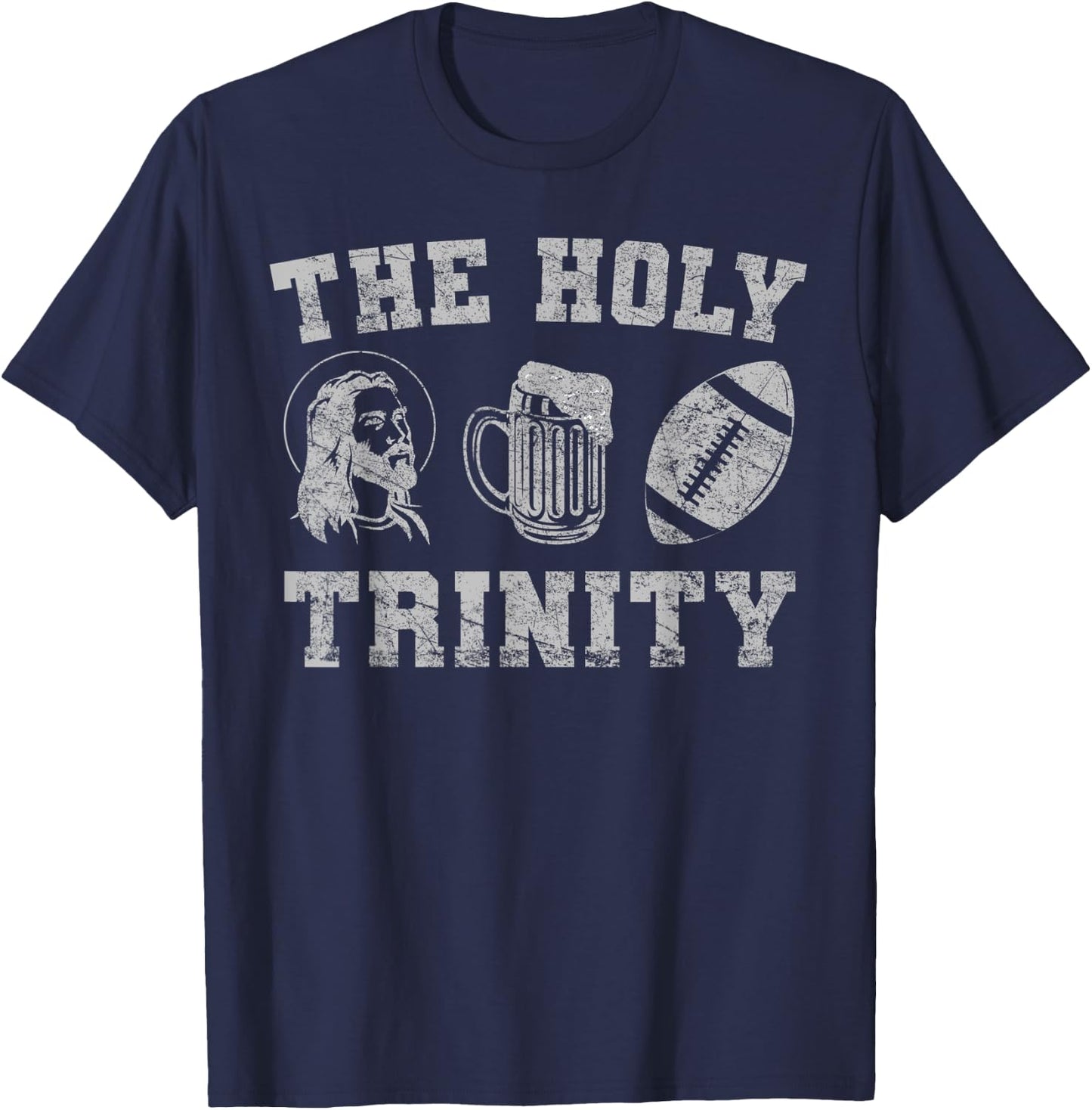 Sunday Plans Jesus Beer Fantasy Football Funny Football T-Shirt - T-Shirt | Navy