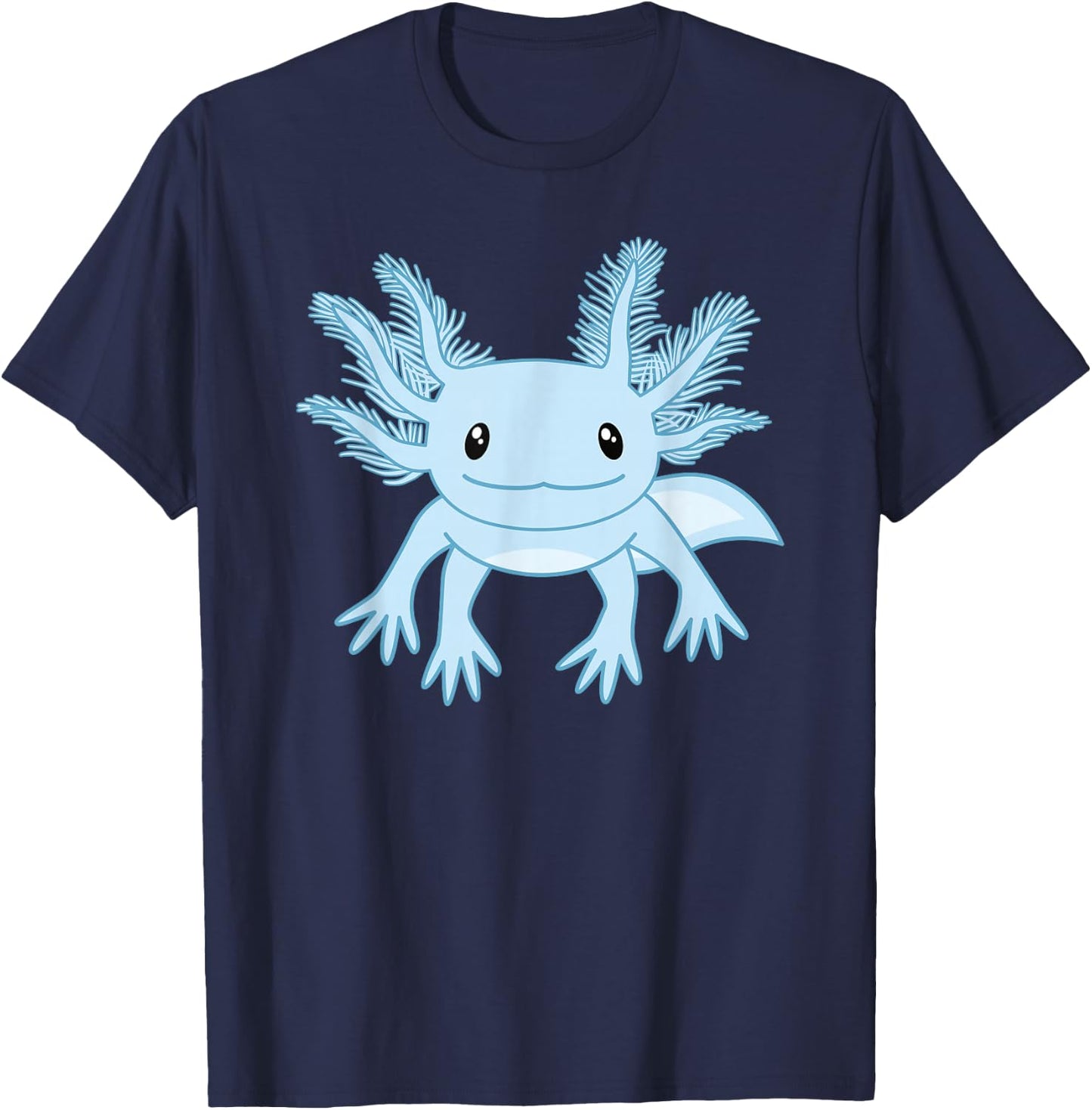 Blue Axolotl Funny Kawaii Axolotl Lover Men Women Kids T-Shirt - T-Shirt | Navy