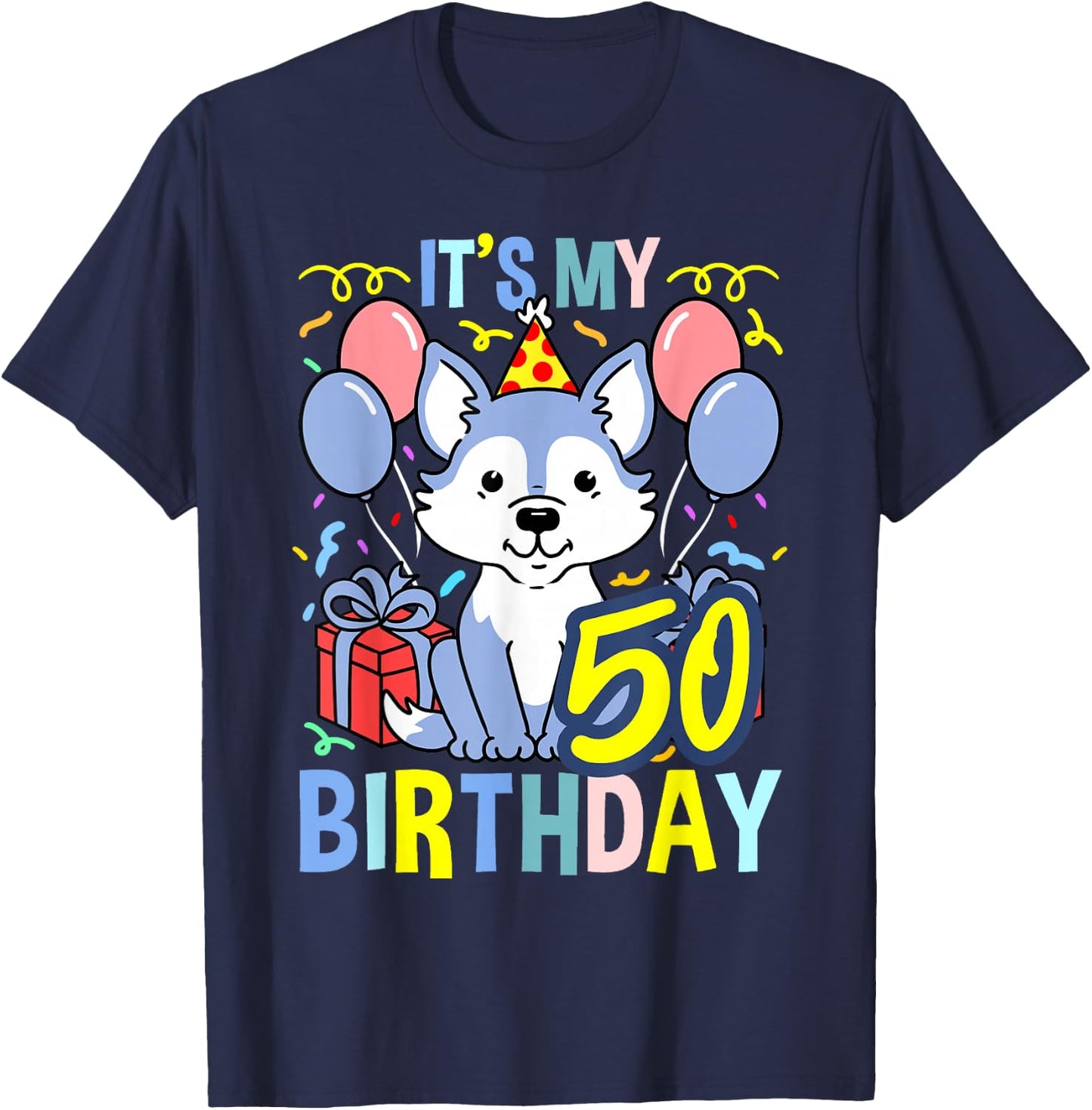 Its My 50th Birthday Wolf T-Shirt - T-Shirt | Navy