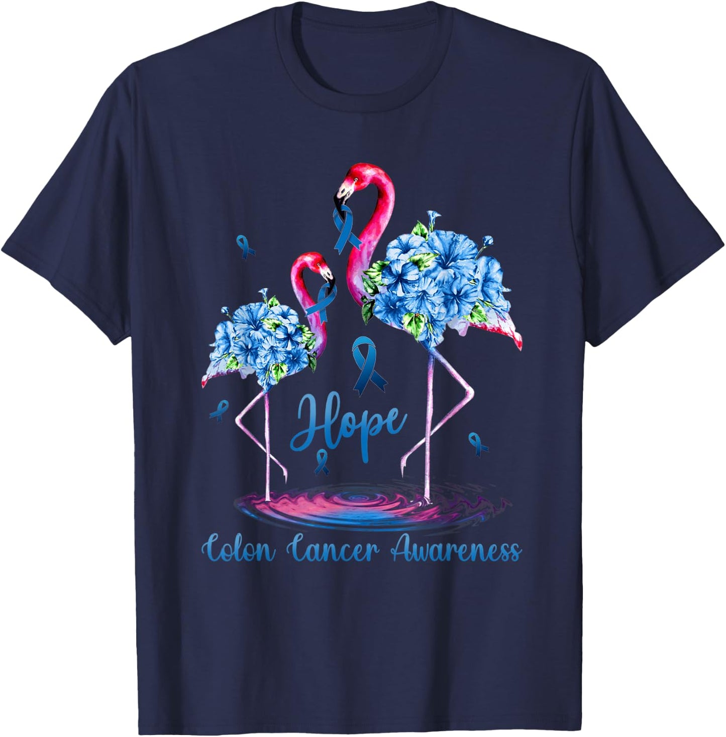 Flamingo Colon Cancer Awareness T-Shirt - T-Shirt | Navy