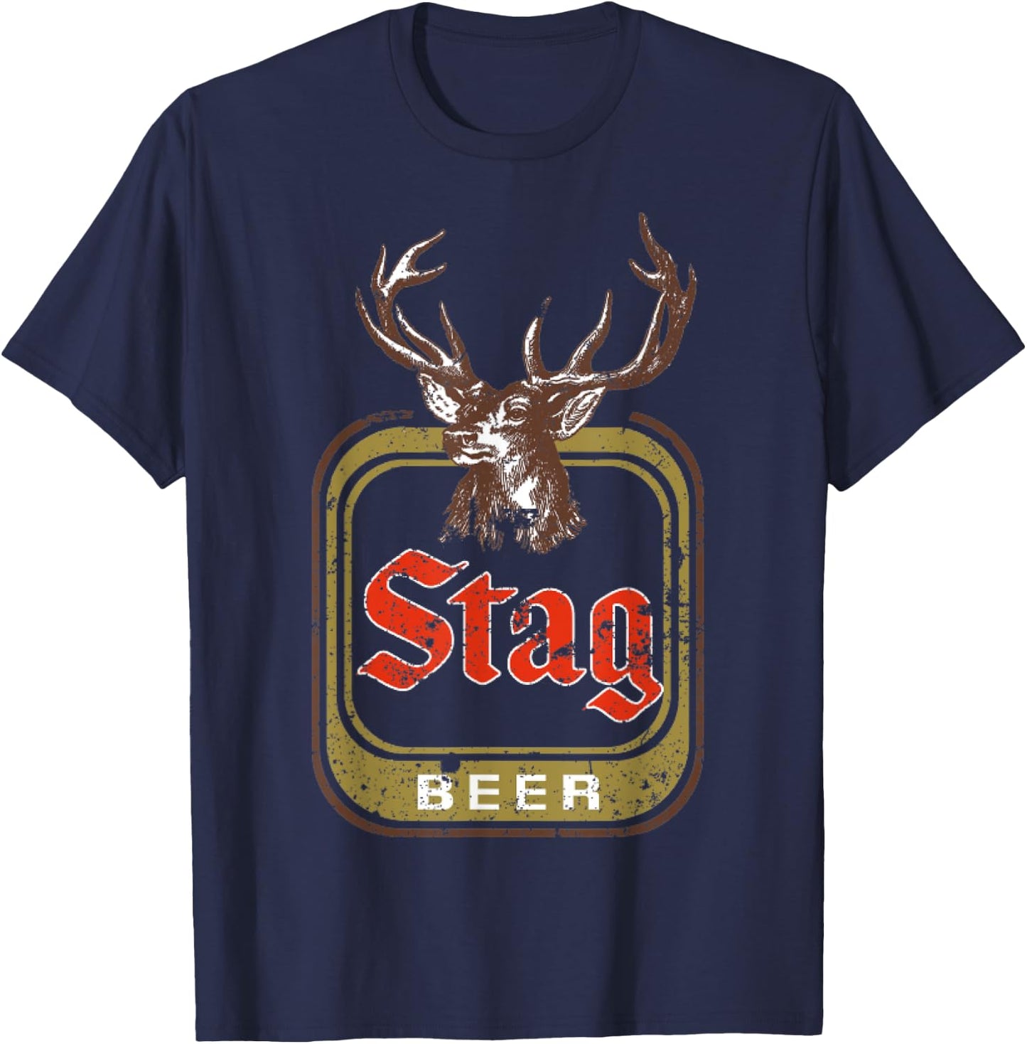 Vintage Stag Beer T-Shirt - T-Shirt | Navy