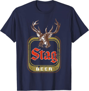 Vintage Stag Beer T-Shirt - T-Shirt | Navy