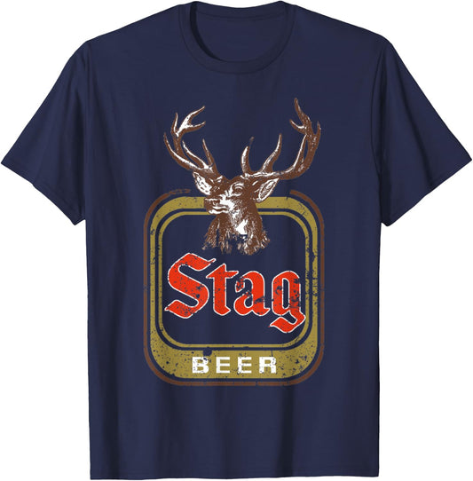 Vintage Stag Beer T-Shirt - T-Shirt | Navy