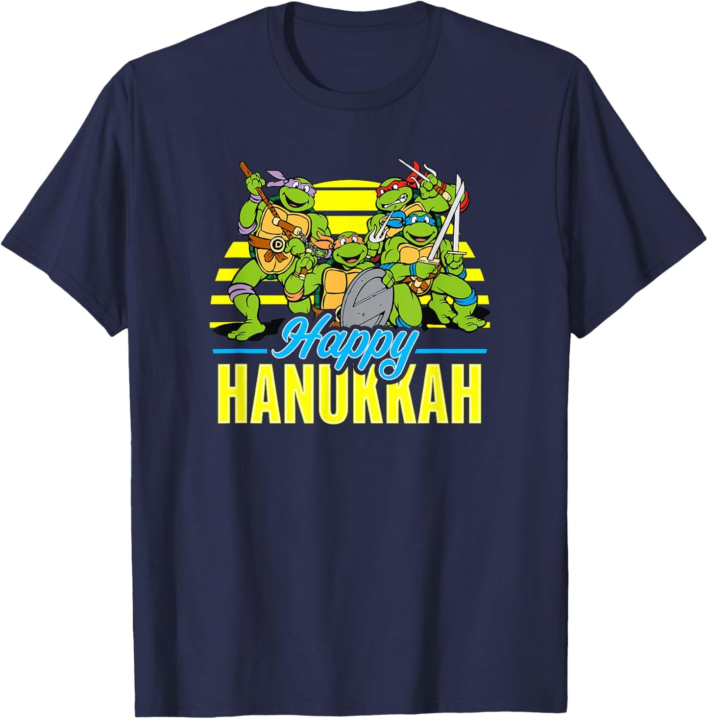 Teenage Mutant Ninja Turtles Group Happy Hanukkah T-Shirt - T-Shirt | Navy