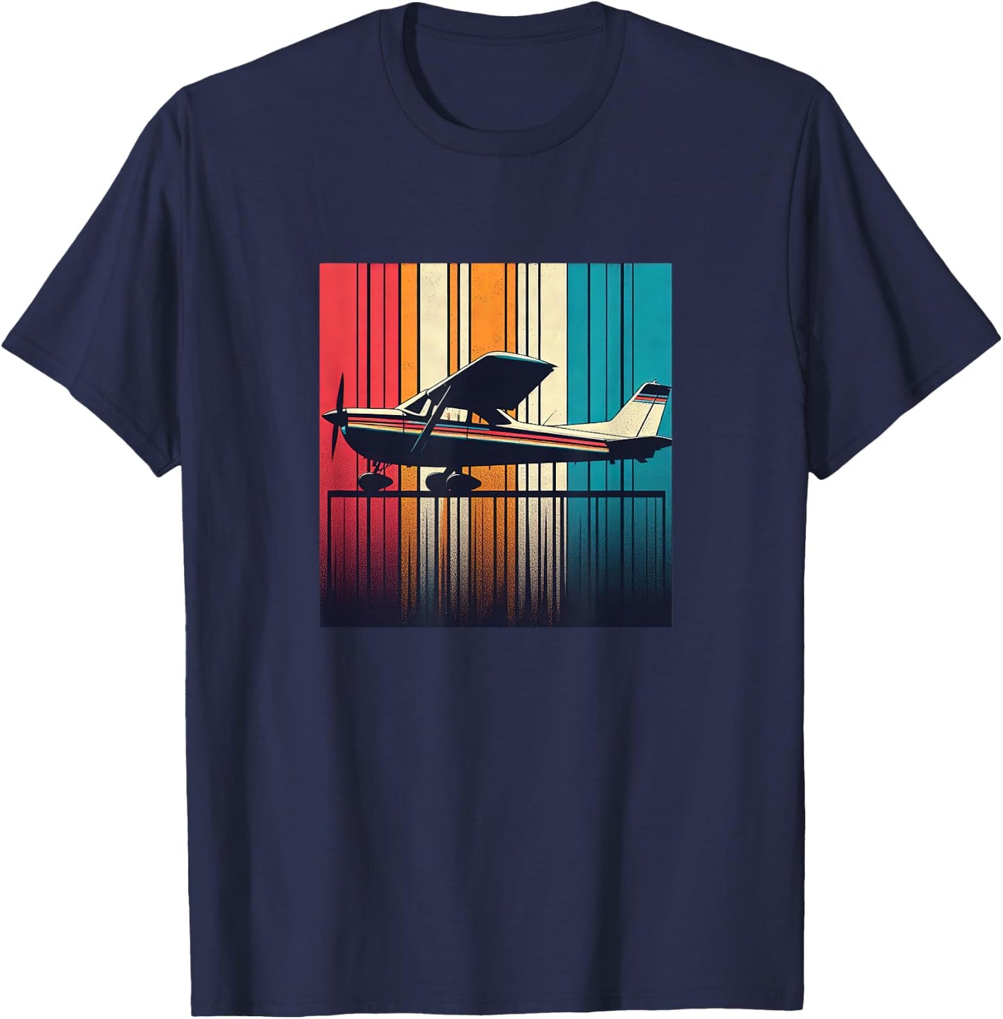 C-172 Skyhawk Vintage C172 Airplane Retro Sunset Pilot T-Shirt - T-Shirt | Navy