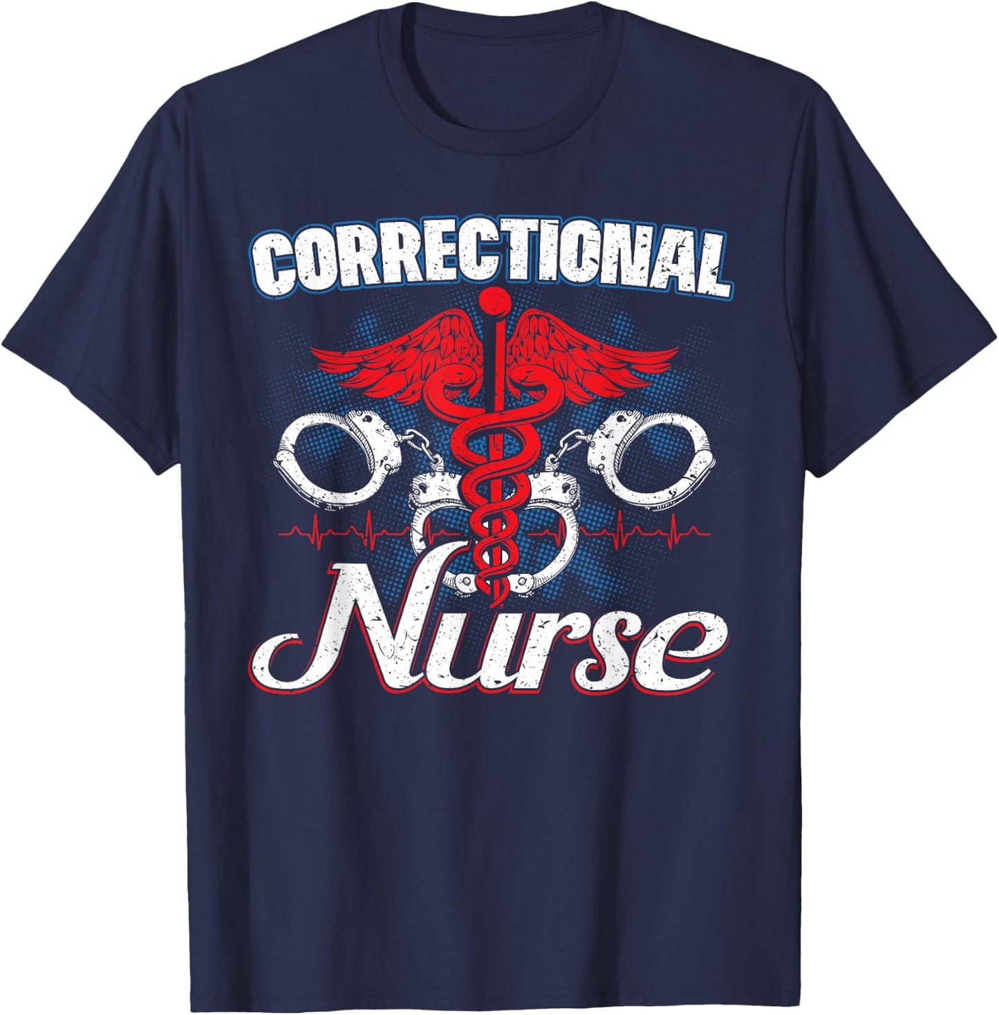 Custom Chimp Correction Officer Nursing Thin Silver Line - Adults in Law Enforcement or Medical Roles - Black, Short Sleeve, , Classic Fit, Small T-Shirt - T-Shirt | Navy