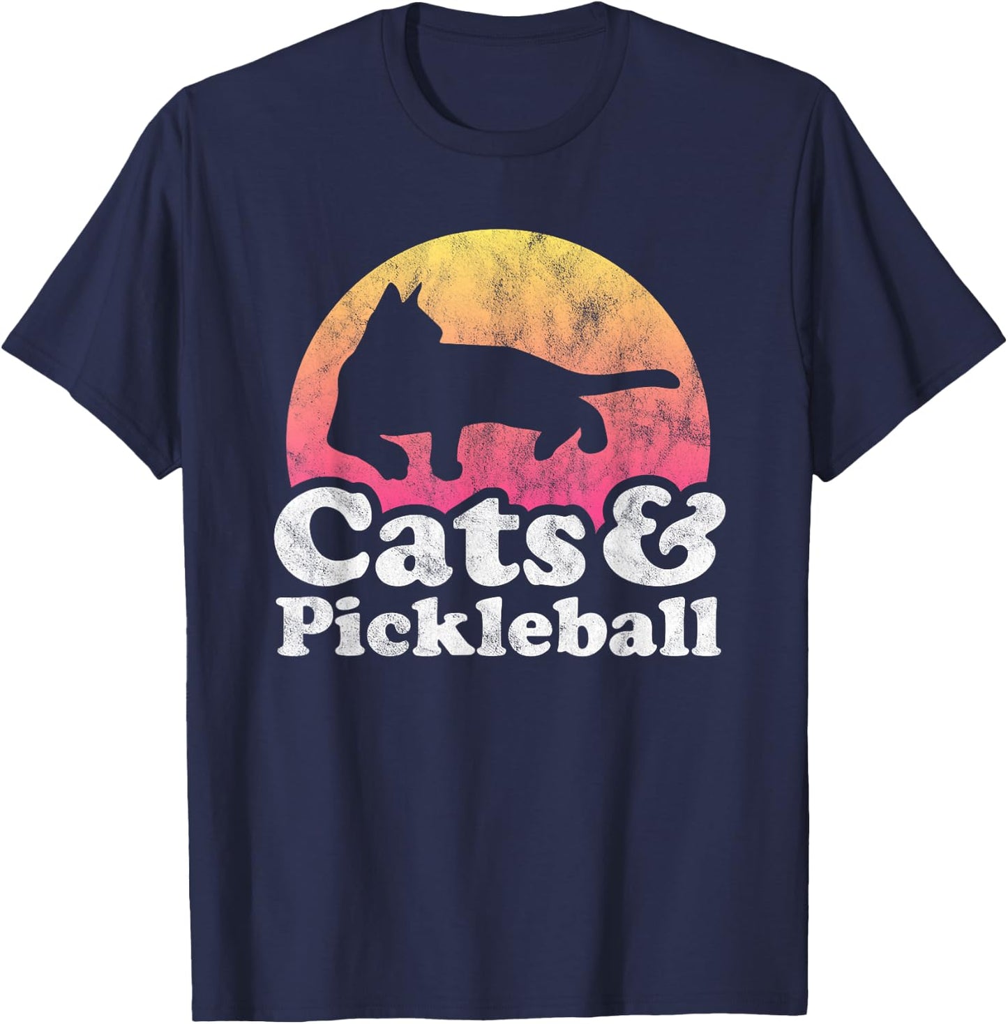 Cats and Pickleball Men's or Women's Cat T-Shirt - T-Shirt | Navy