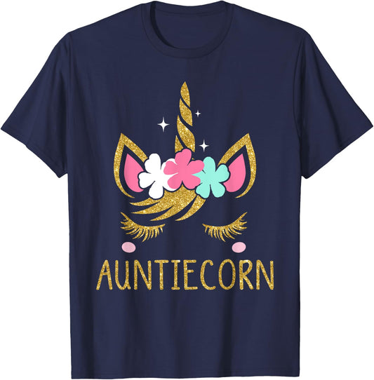 Auntiecorn Unicorn Auntie T-Shirt - T-Shirt | Navy