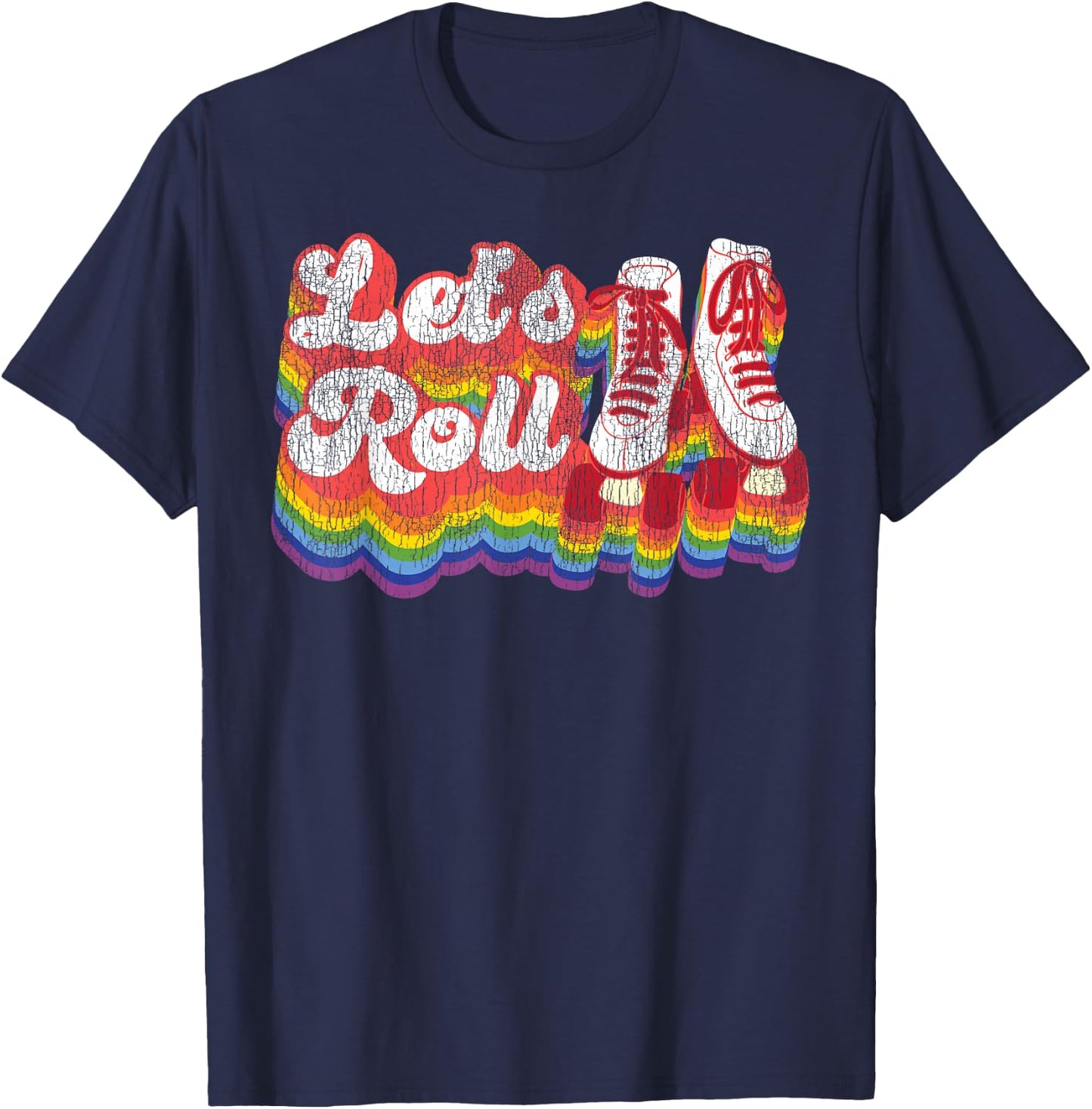 Cool Roller Skating Skate Girl 1970S Retro T-Shirt - T-Shirt | Navy