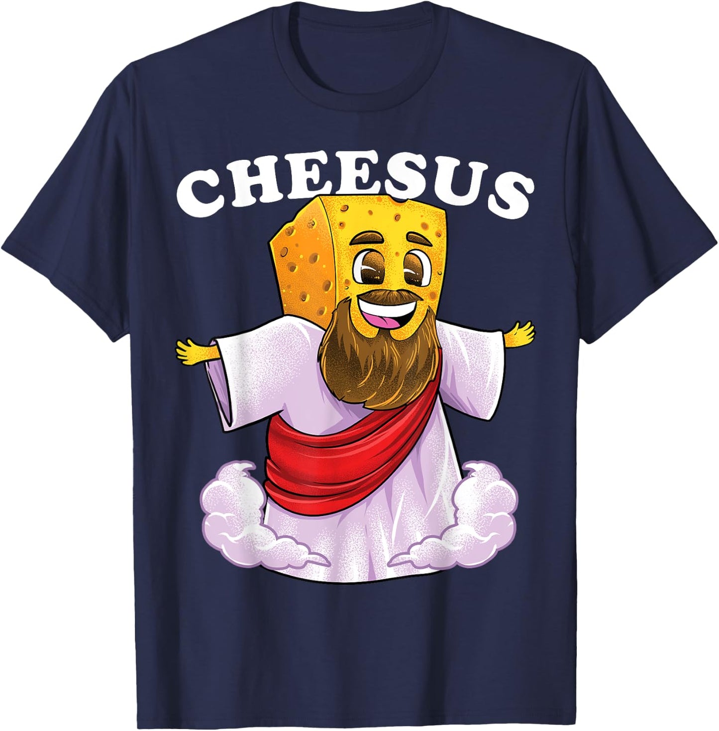 Cheesus Christ Funny Cheese Jesus Christian Pun Christmas T-Shirt - T-Shirt | Navy