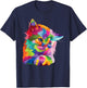 Rainbow Kitten Colorful Feline Mosaic Kitty Portrait T-Shirt - T-Shirt | Navy