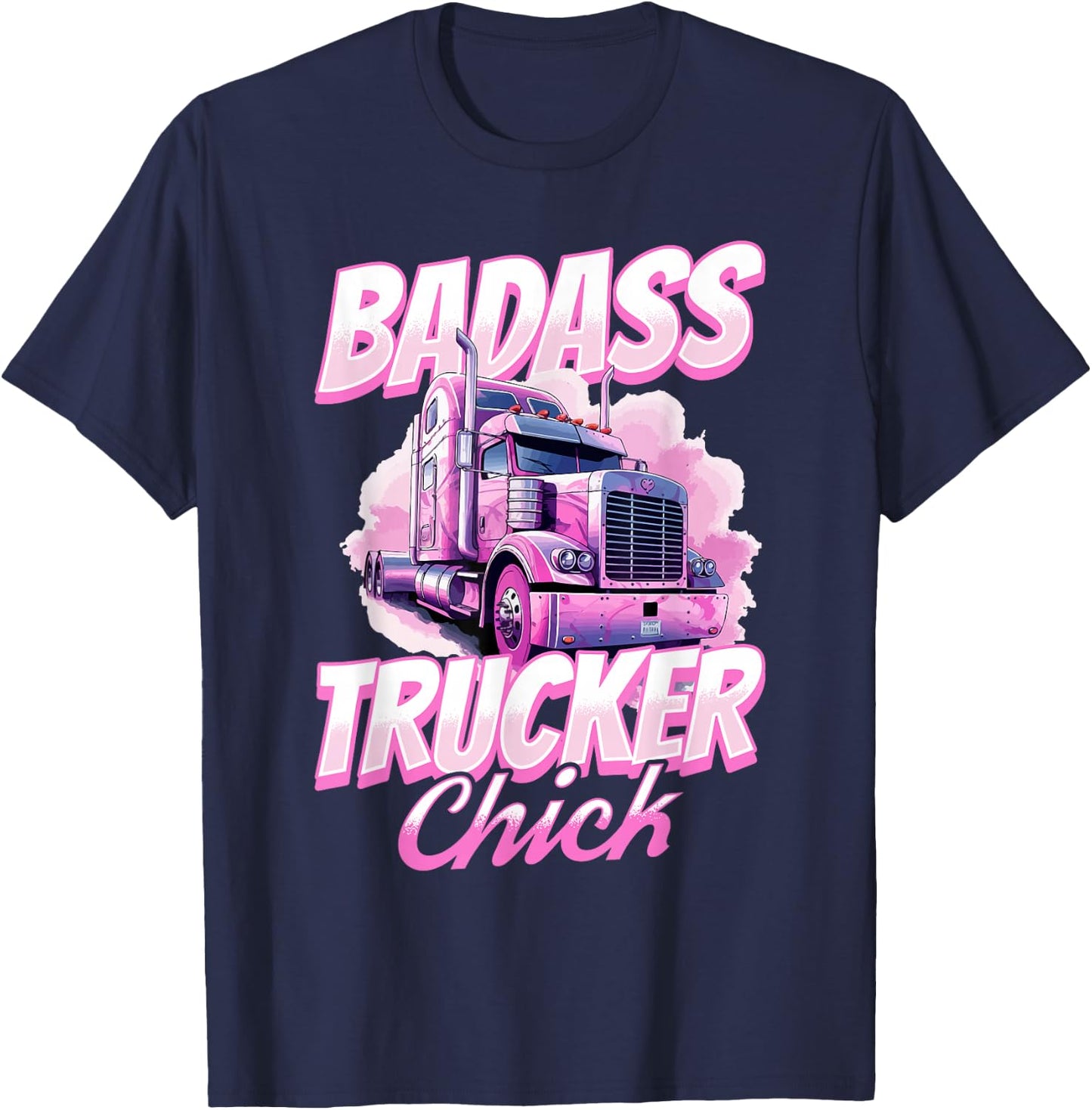 Trucker Truck Woman - Badass trucker chick T-Shirt - T-Shirt | Navy