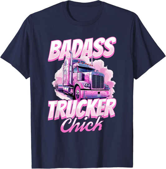 Trucker Truck Woman - Badass trucker chick T-Shirt - T-Shirt | Navy