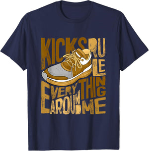 Brown Kicks Rule Everything Around Me Brown Graphic T-Shirt - T-Shirt | Navy