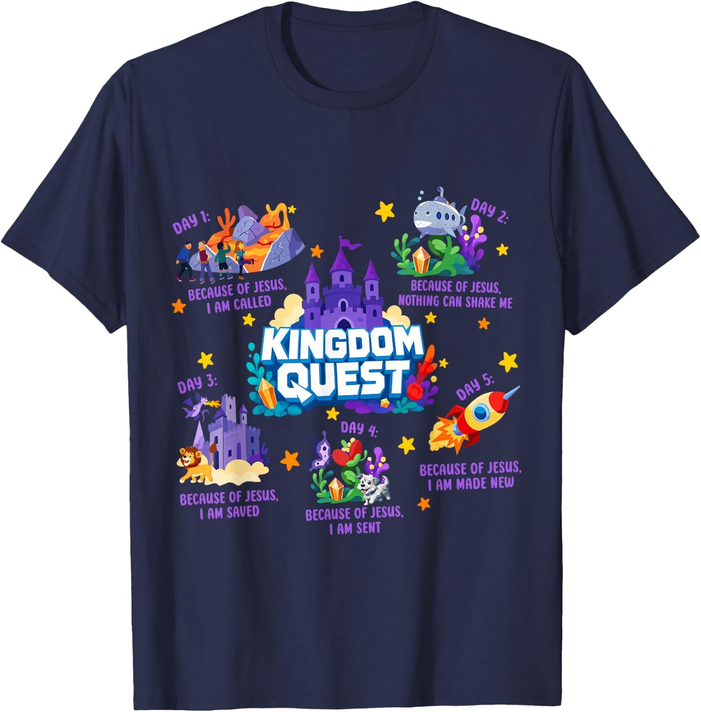 Vbs Kingdom Quest 2026 Vacation Bible School Church Camp T-Shirt - T-Shirt | Navy
