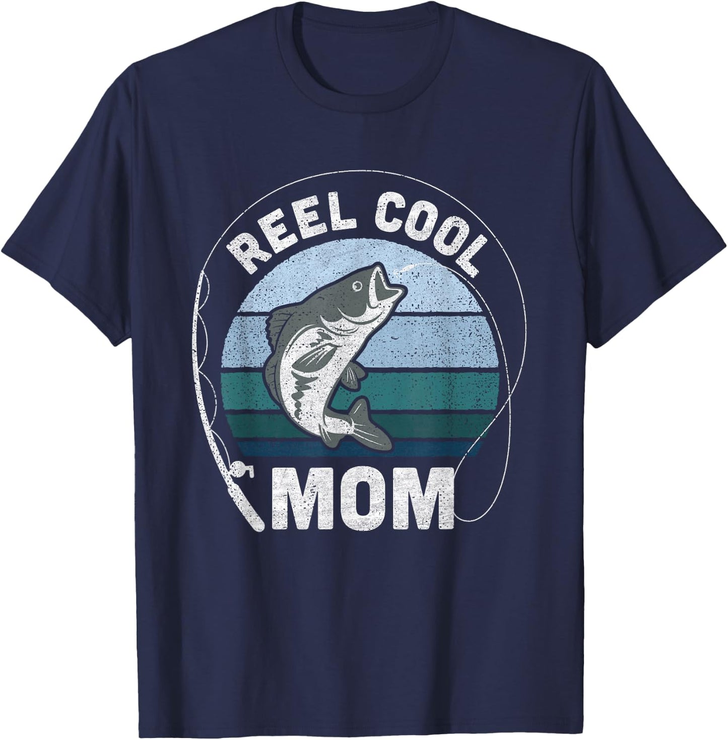Funny Reel Cool Mom Fishing Mothers Day T-Shirt - T-Shirt | Navy