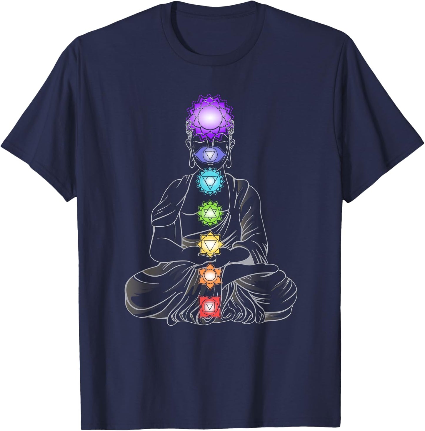 Yoga Meditation Spiritual Body Energy Centres Chakra T-Shirt - T-Shirt | Navy
