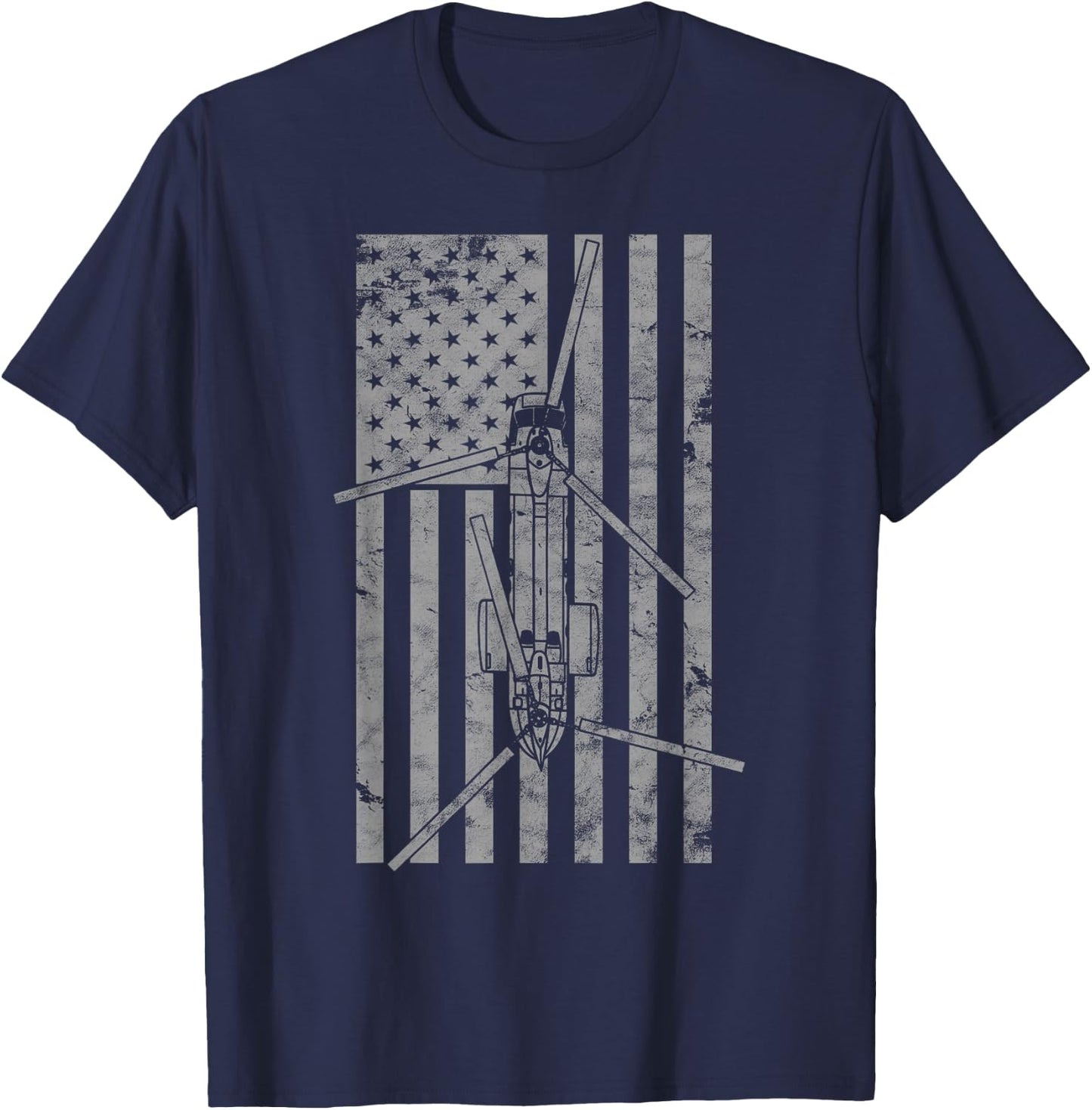 CH-46 Seaknight Helicopter Vintage Flag Aircraft Pilot T-Shirt - T-Shirt | Navy