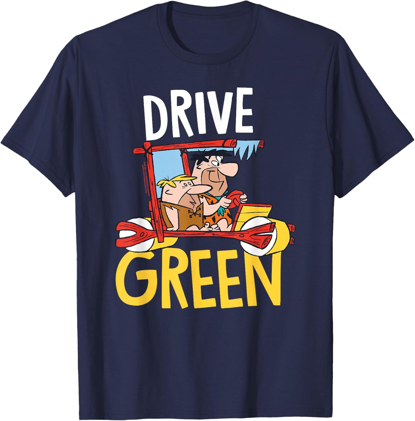 The Flintstones Fred Barney Drive Green T-Shirt - T-Shirt | Navy