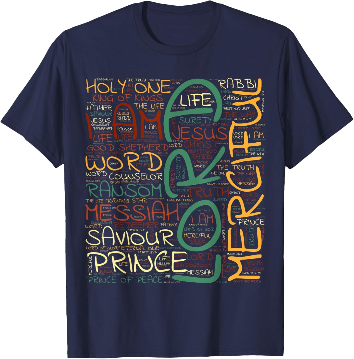 Name of Jesus - Name of Jesus - Christian Shirt T-Shirt - T-Shirt | Navy