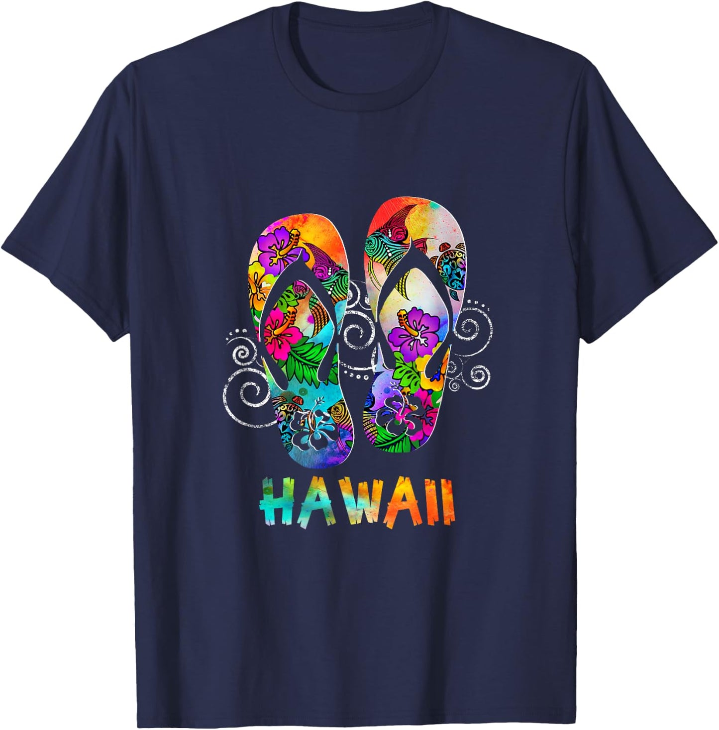 Cute Hawaii Beach Flipflops Hawaiian Island Cruise Vacay T-Shirt - T-Shirt | Navy