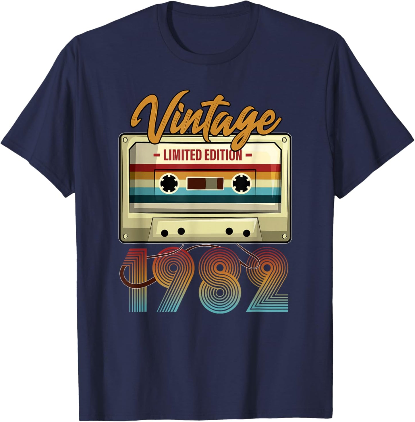 Vintage 1982 40th Birthday Cassette Tape Women B-Day T-Shirt - T-Shirt | Navy
