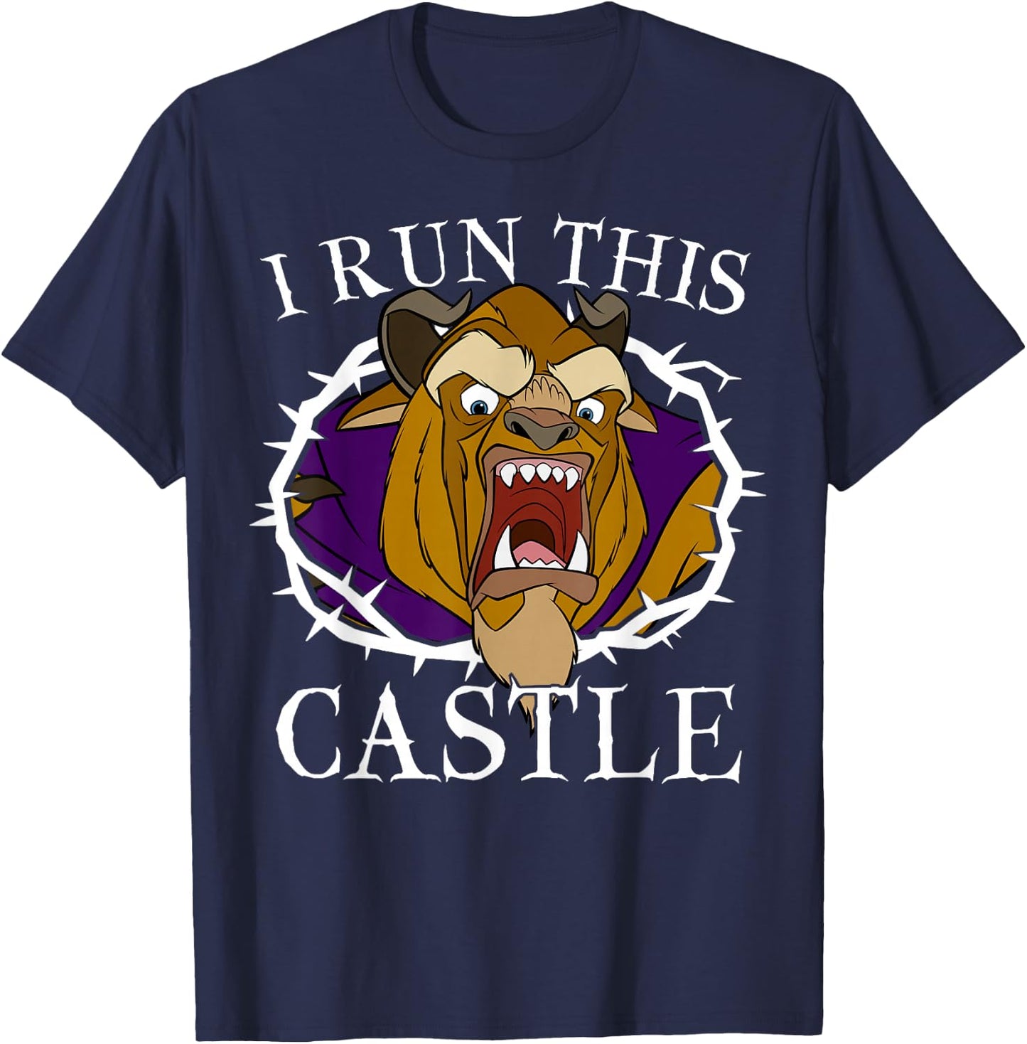 Disney Beauty And The Beast I Run This Castle Thorn Portrait T-Shirt - T-Shirt | Navy