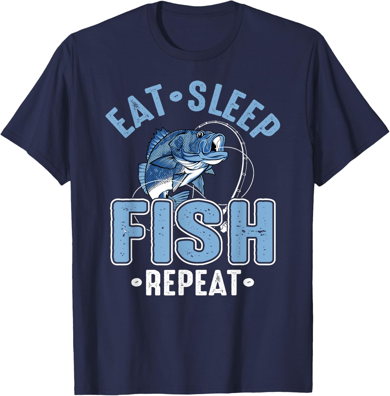 Eat Sleep Fish Repeat T-Shirt - T-Shirt | Navy