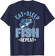 Eat Sleep Fish Repeat T-Shirt - T-Shirt | Navy