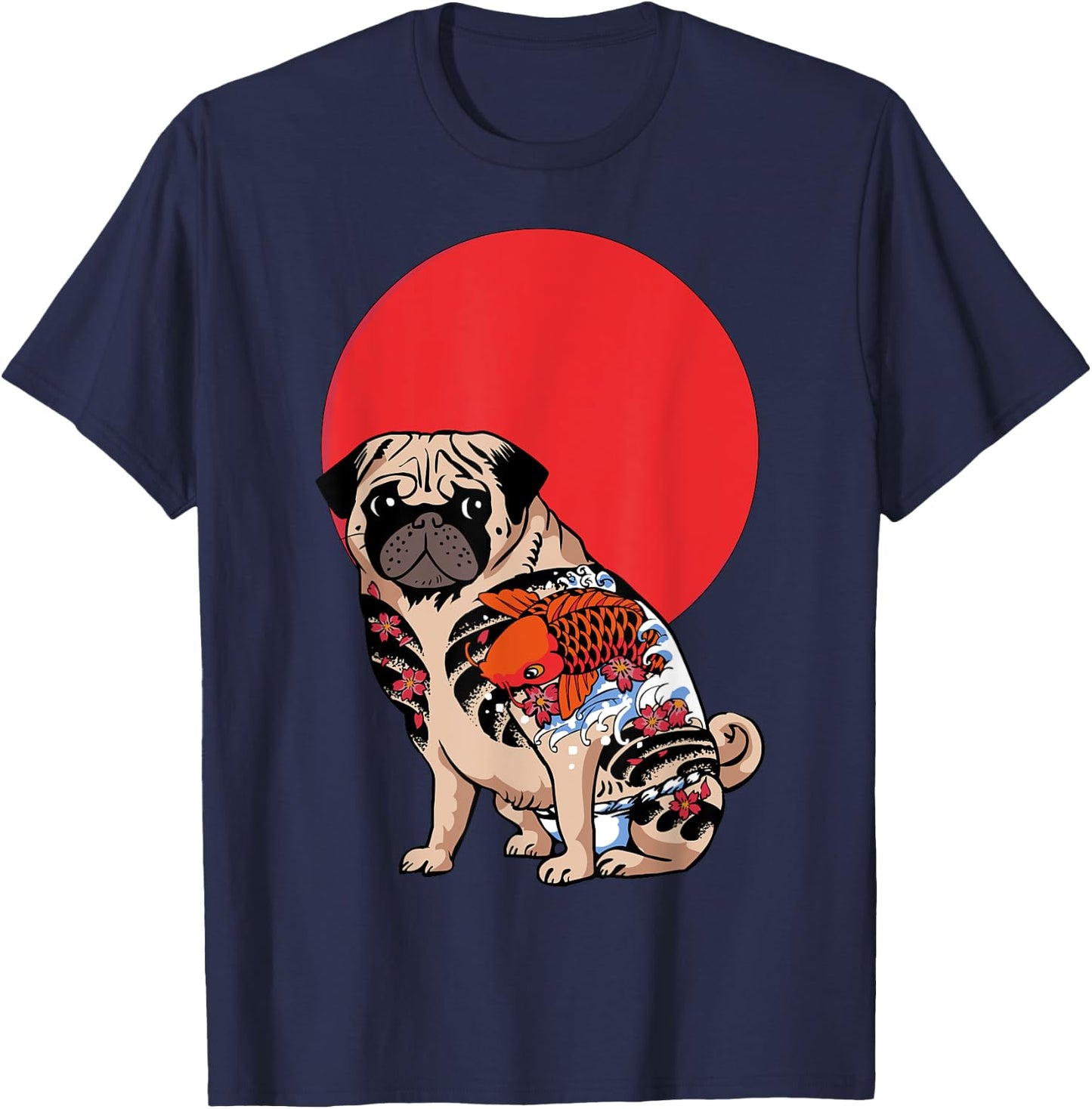 Yakuza Pug Tattoo T- Shirt by Huebucket T-Shirt - T-Shirt | Navy