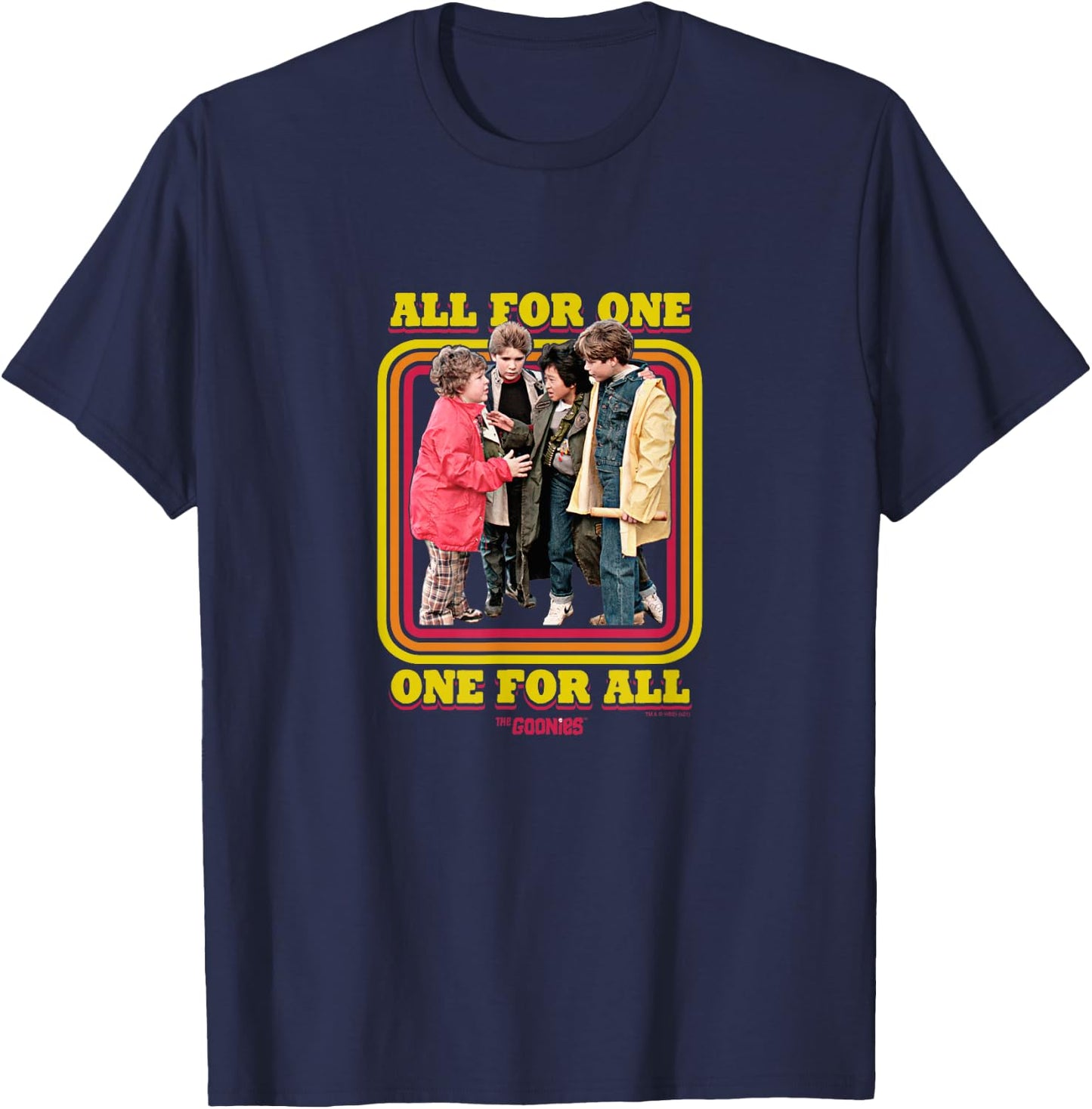 The Goonies All For One Group Edit T-Shirt - T-Shirt | Navy