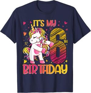 6 Year Old Gifts Unicorn Flossing 6th Birthday Girl Party T-Shirt - T-Shirt | Navy
