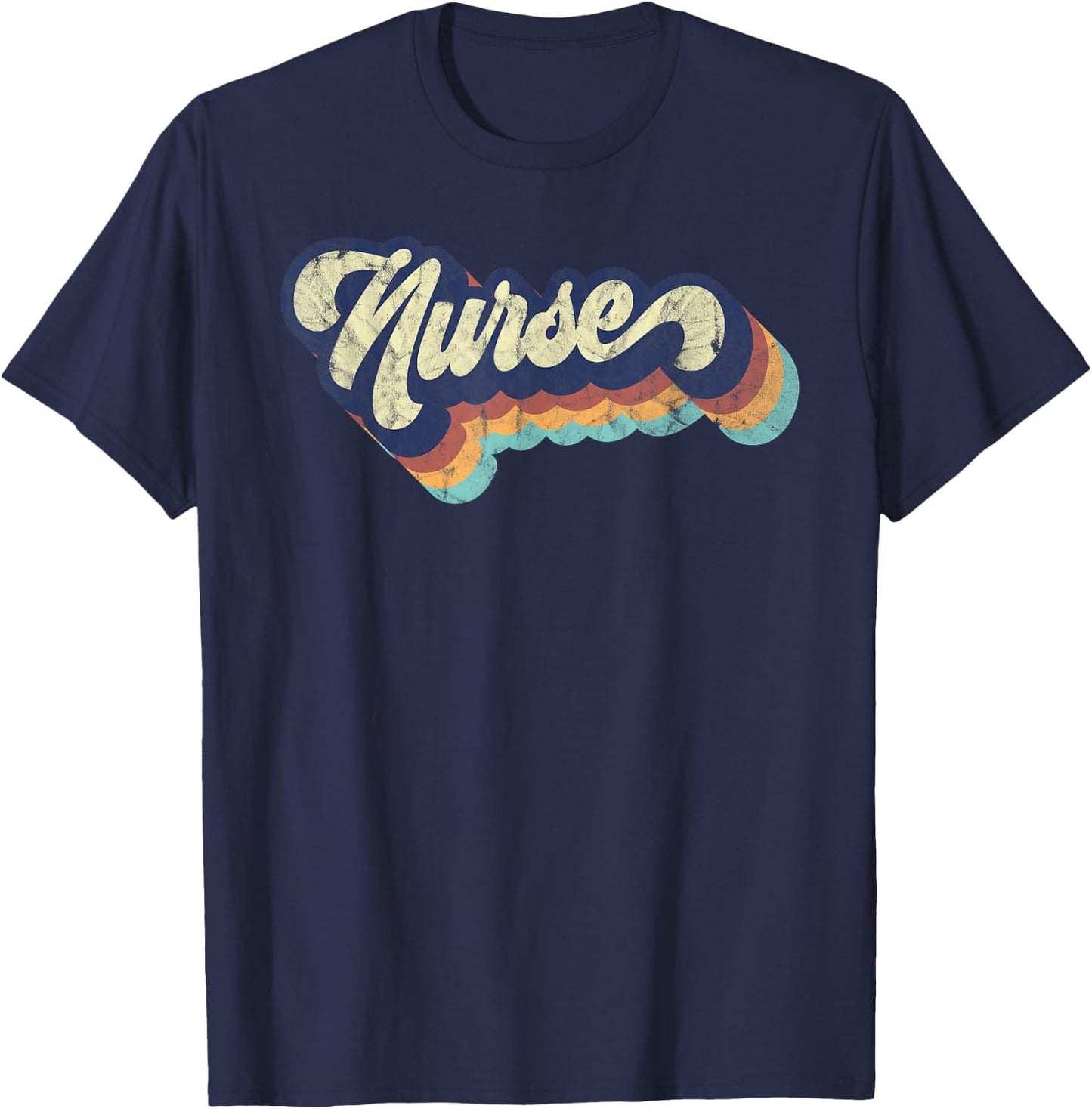 Retro Nurse Woman Wears a Nursing on Nurse's Day T-Shirt - T-Shirt | Navy