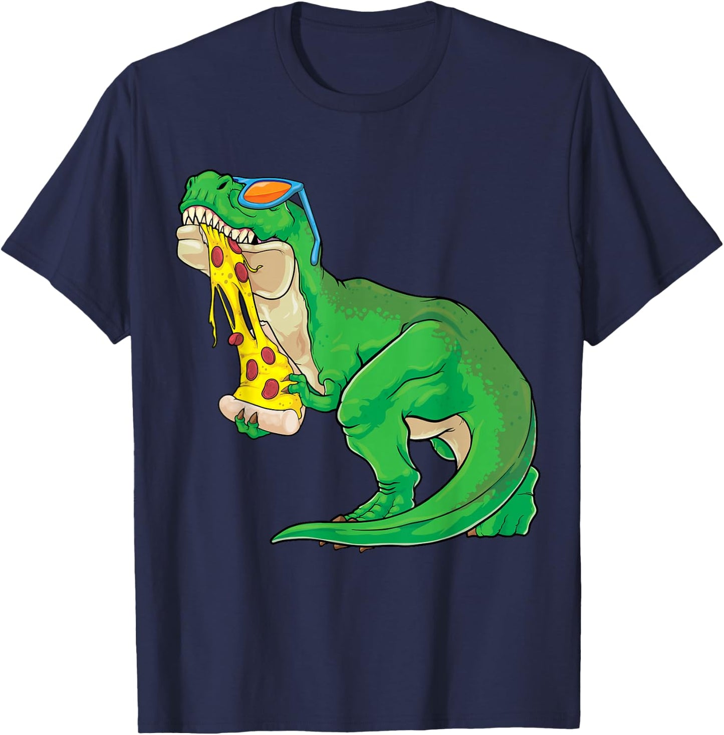 Dinosaur Eating Pizza Pizzasaurus T Rex Men Boys Kids T-Shirt - T-Shirt | Navy