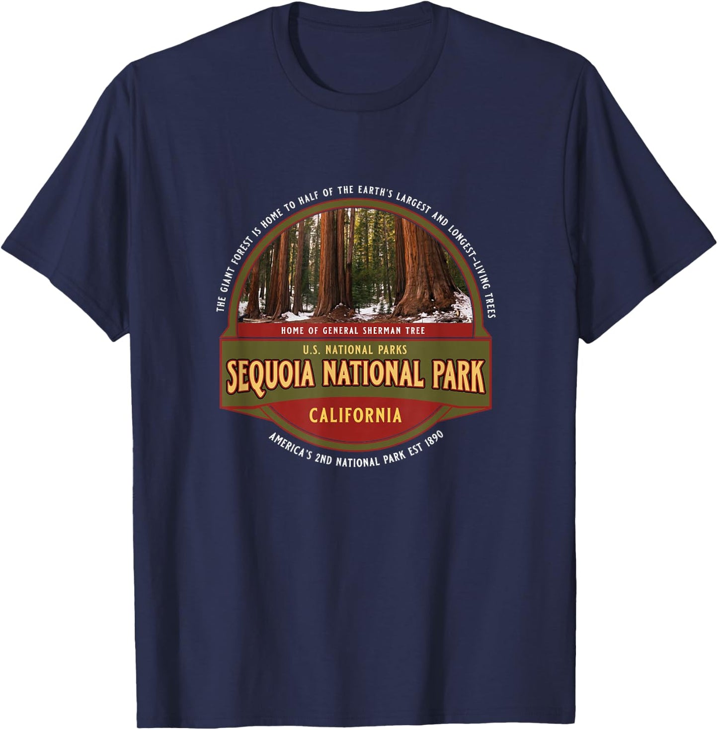 Sequoia National Park Giant Forest General Sherman Tree T-Shirt - T-Shirt | Navy