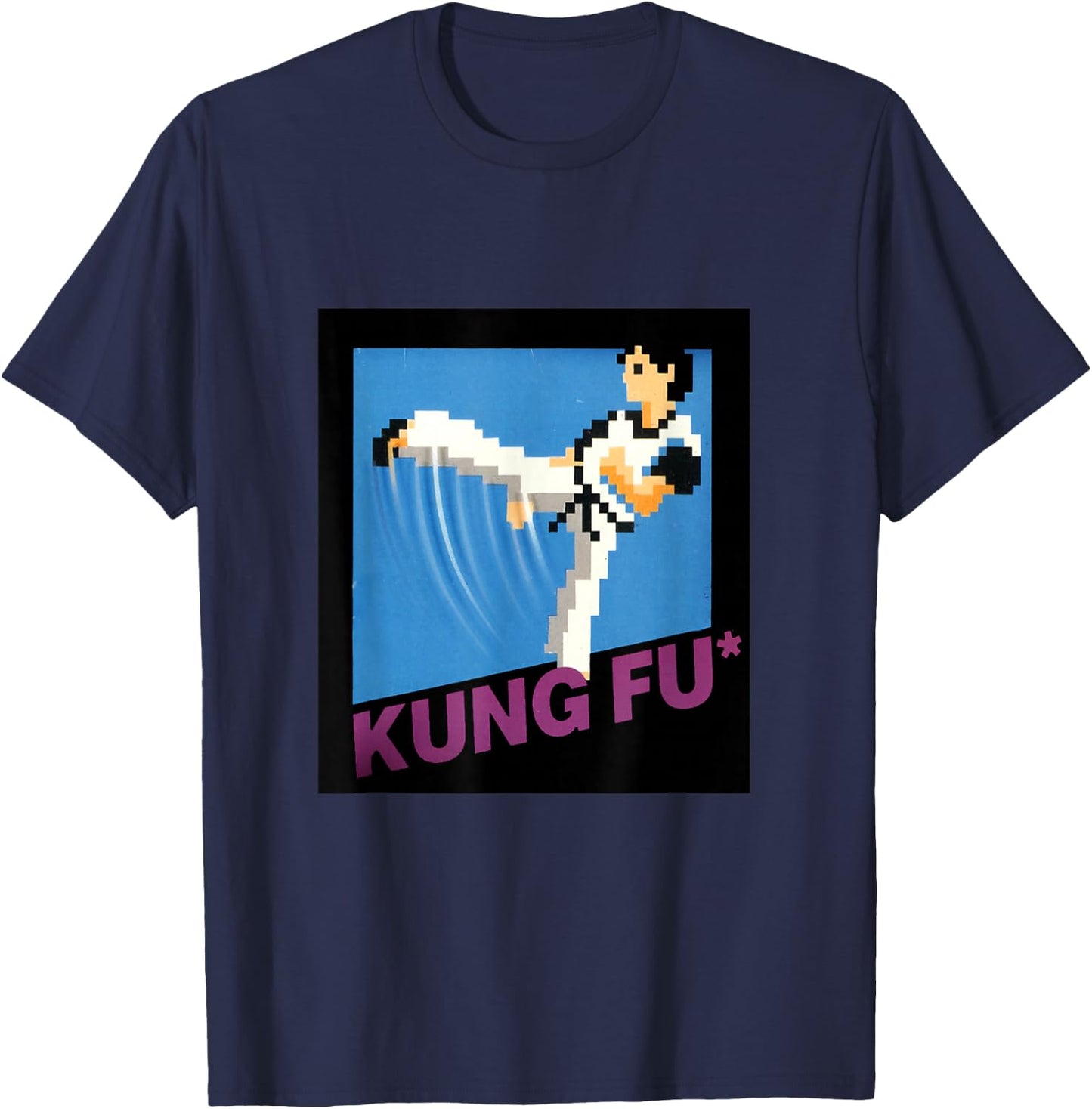 Kung Fu Kick 8 Bit Old School Video Game T-Shirt - T-Shirt | Navy