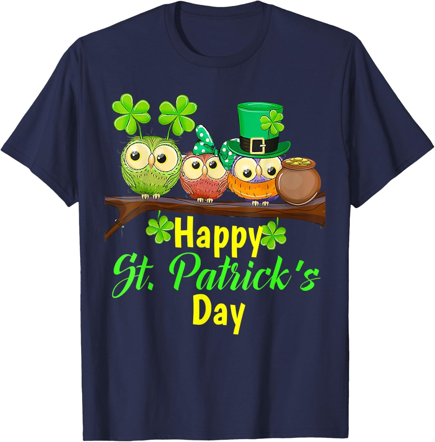 Owl Leprechaun, Happy St Patrick's Day, Matching Family T-Shirt - T-Shirt | Navy