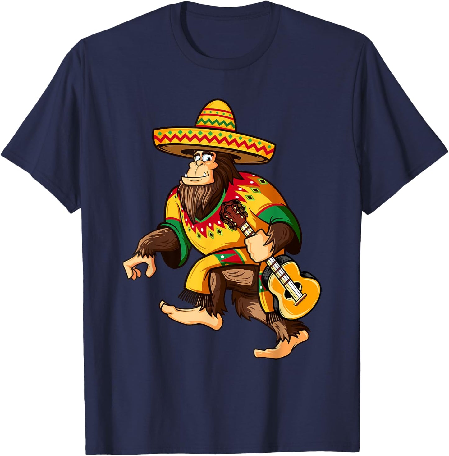 Funny Bigfoot El Squatcho Cinco De Mayo Mexican Sombrero T-Shirt - T-Shirt | Navy
