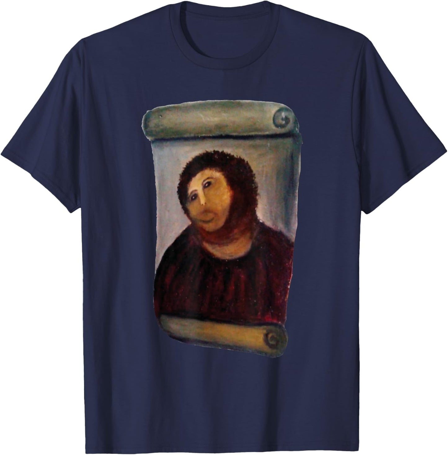 Art Banana Funny Cool : Ecce Homo Cecilia Graphic, Jesus, Dark Red, , X-Small, Black, Short Sleeve, Cotton 60% Polyester 40% T-Shirt - T-Shirt | Navy