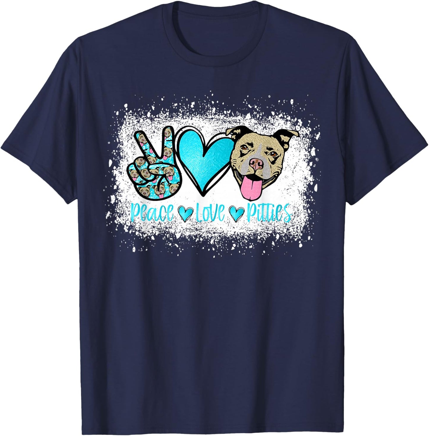 Peace Love Pitties Pitbull Lover Pet Owner Fur Mama Dog Mom Women T-Shirt - T-Shirt | Navy