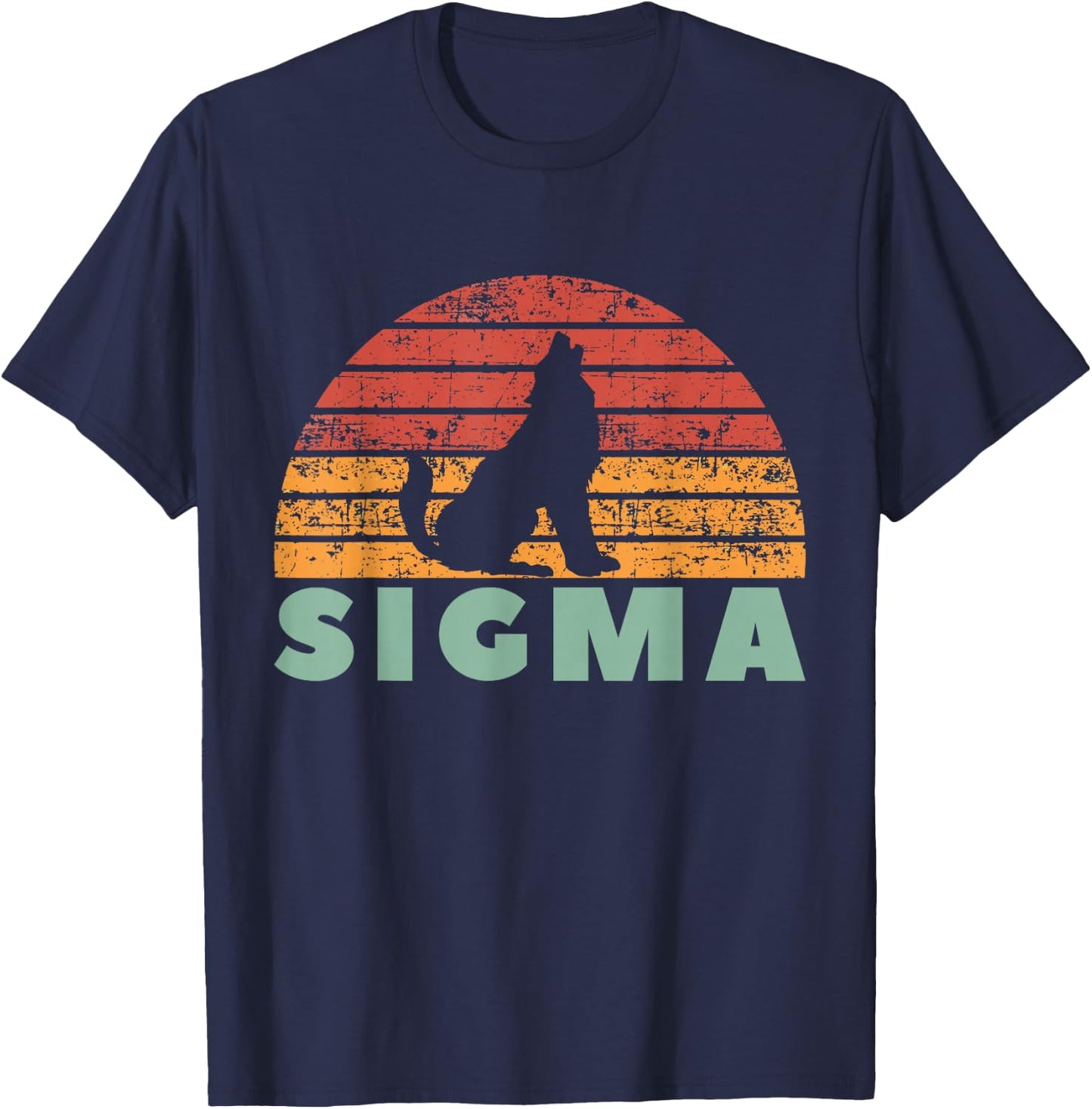 Vintage Sigma Wolf Retro Sigma Male T-Shirt - T-Shirt | Navy