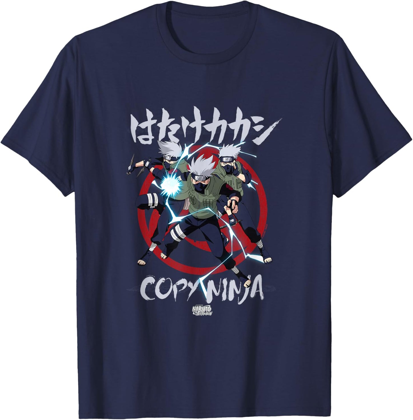 Naruto Shippuden Kakashi Copy Ninja Lightning Anime T-Shirt - T-Shirt | Navy