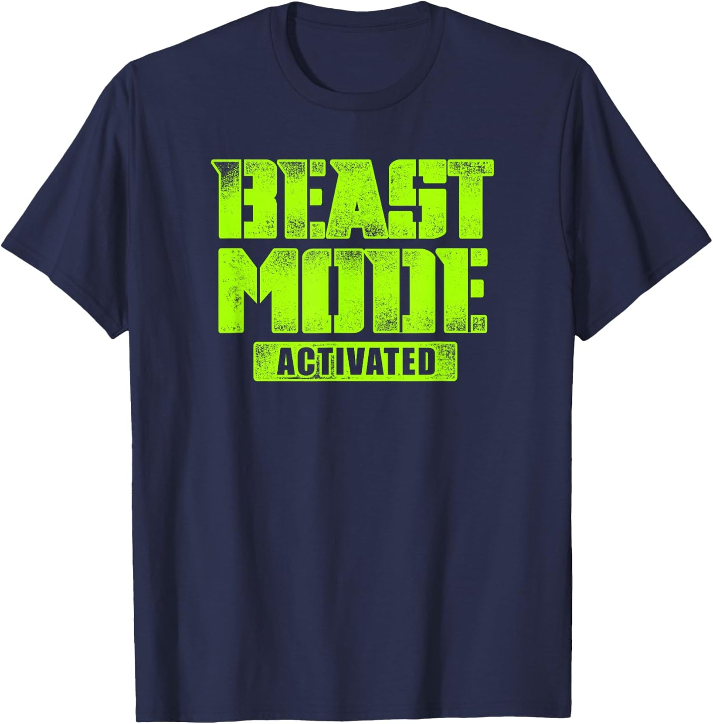 Trendy Graphic Beast Mode Activated T-Shirt - T-Shirt | Navy