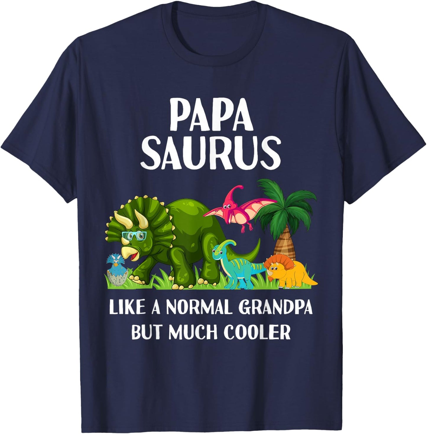 Papa Saurus Grandpasaurus Grandpa Dinosaur Men Matching T-Shirt - T-Shirt | Navy