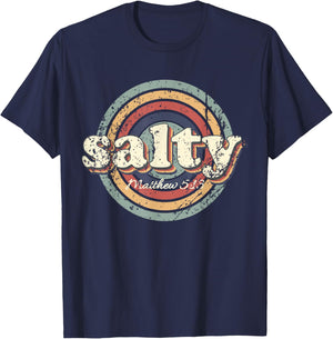 Christian Salty Matthew 5:13 Bible Verse Jesus Faith Vintage T-Shirt - T-Shirt | Navy