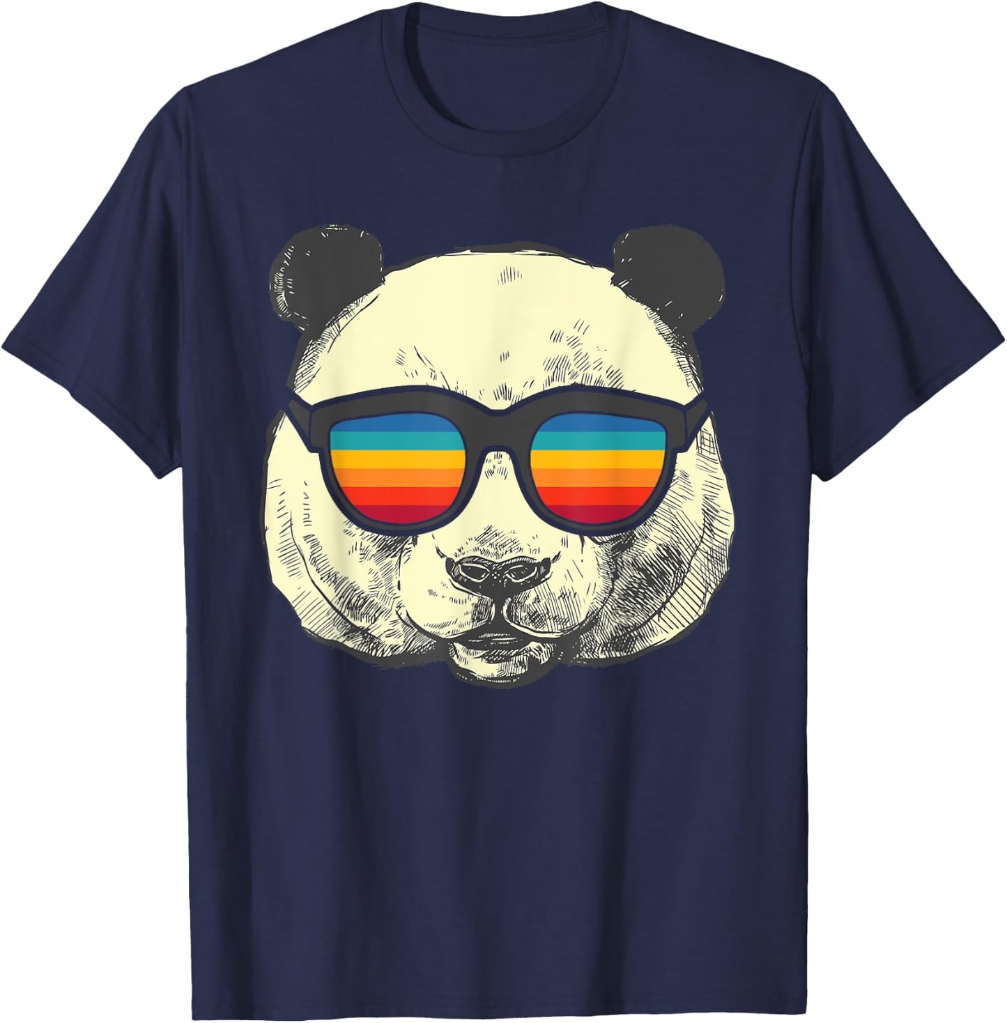 Retro Panda With Sunglasses T-Shirt - T-Shirt | Navy